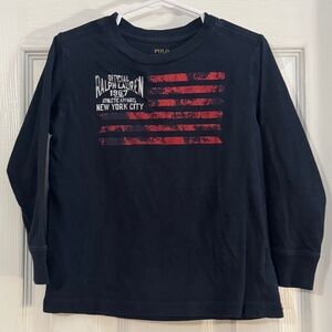 Polo by Ralph Lauren Baby Boy Dark Blue Long Sleeve Tee 100% Cotton